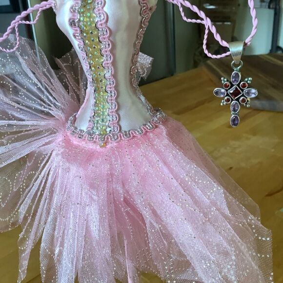 STERLING SILVER 925 GARNET AMETHYST MULTI-STONE CROSS PENDANT​​ - Picture 8 of 9